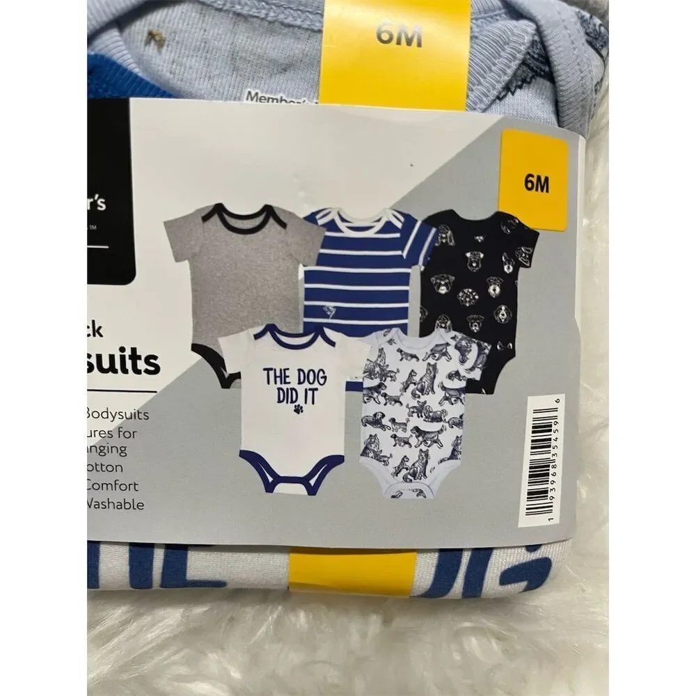 🆕Member's Mark 5-Pack Baby Bodysuits Onesies Size 6M